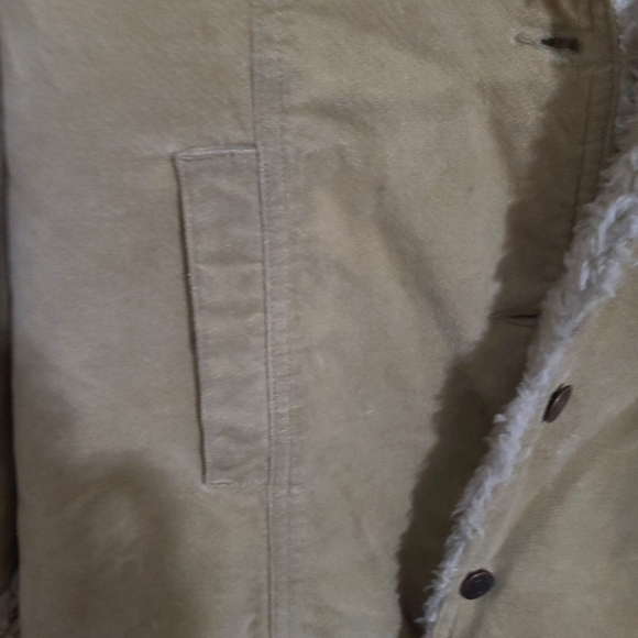Abercrombie & Fitch tan faux fur unbutton coat - Picture 8 of 10